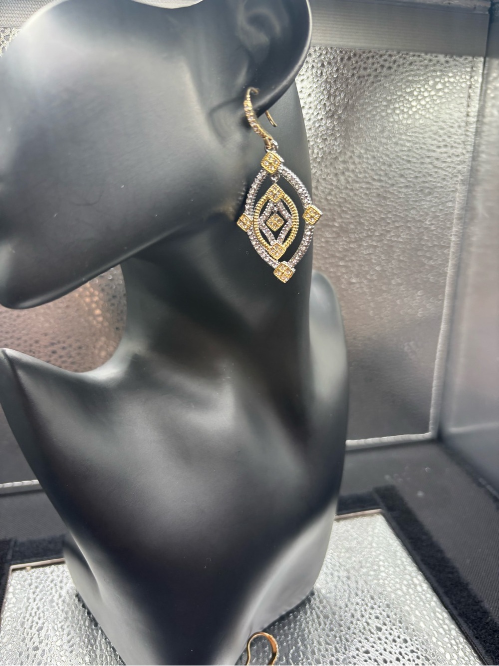 Two-Tone Gold and Silver Marquise Drop Earrings